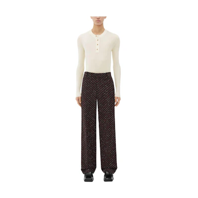 Bottega Veneta SS24 Striped Mid-Rise Straight-Leg Pants Chocolate Brown. 785279V3ZI02168