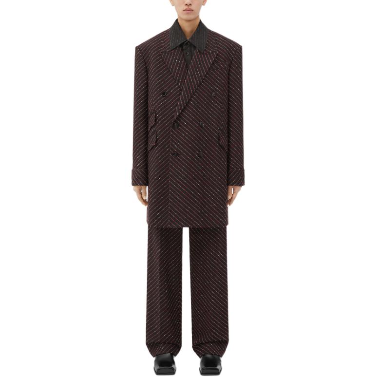 Lookbook ボッテガヴェネタ SS24 ストライプ ミッドライズ ストレートパンツ チョコブラウン. 785279V3ZI02168