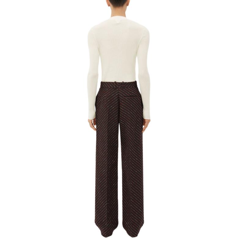 Shop ボッテガヴェネタ SS24 ストライプ ミッドライズ ストレートパンツ チョコブラウン. 785279V3ZI02168