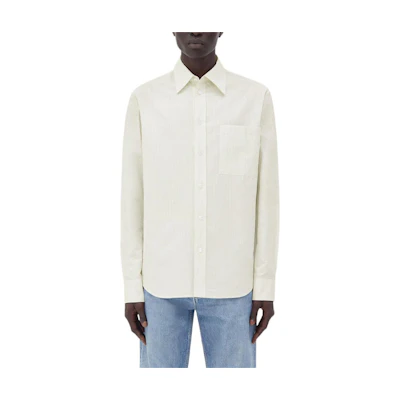 Bottega Veneta SS24 Beige Checkered Point Collar Button-Up Shirt 786340V40J02716