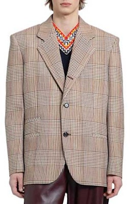 葆蝶家 SS24 格纹单排扣米色西装外套. 776245V3PE01323 Shop 葆蝶家 SS24 格纹单排扣米色西装外套. 776245V3PE01323