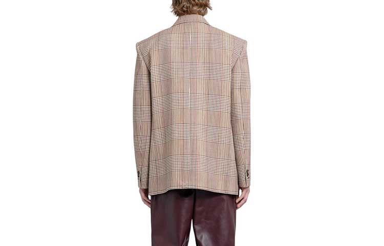 Purchase Bottega Veneta SS24 格紋單排扣卡其色西裝外套. 776245V3PE01323