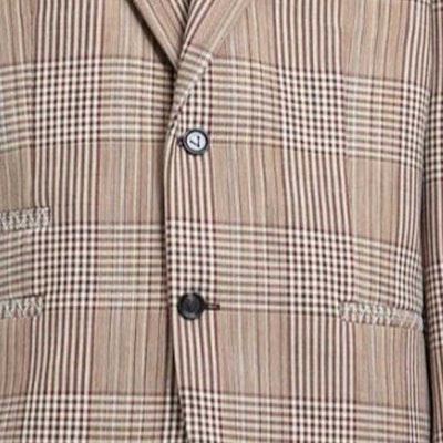 葆蝶家 SS24 格纹单排扣米色西装外套. 776245V3PE01323 Details for 葆蝶家 SS24 格纹单排扣米色西装外套. 776245V3PE01323