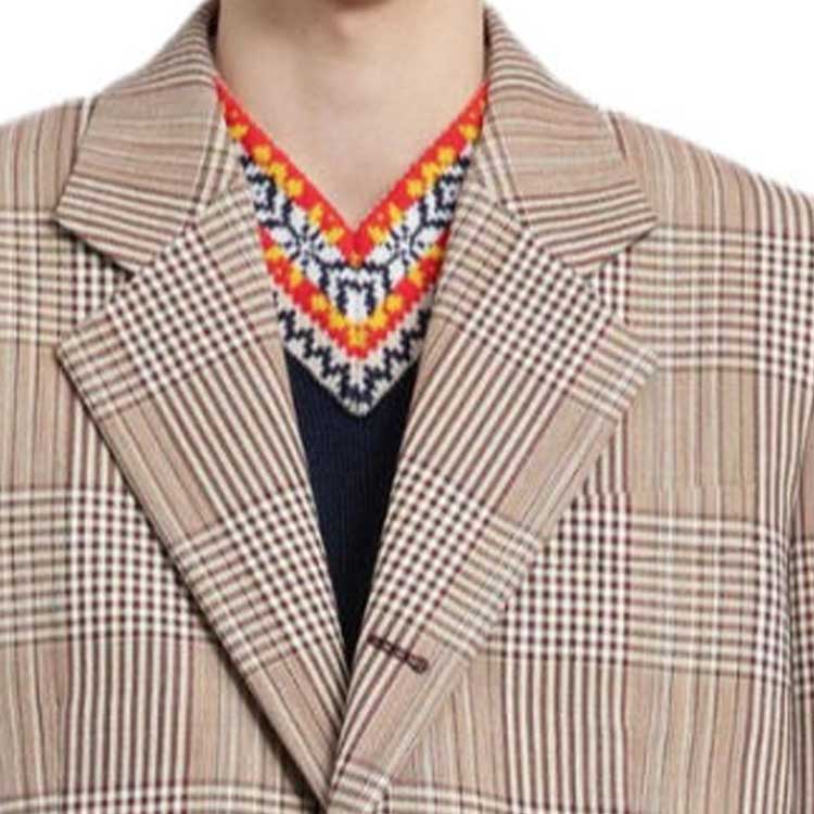 Sizing Bottega Veneta SS24 格紋單排扣卡其色西裝外套. 776245V3PE01323