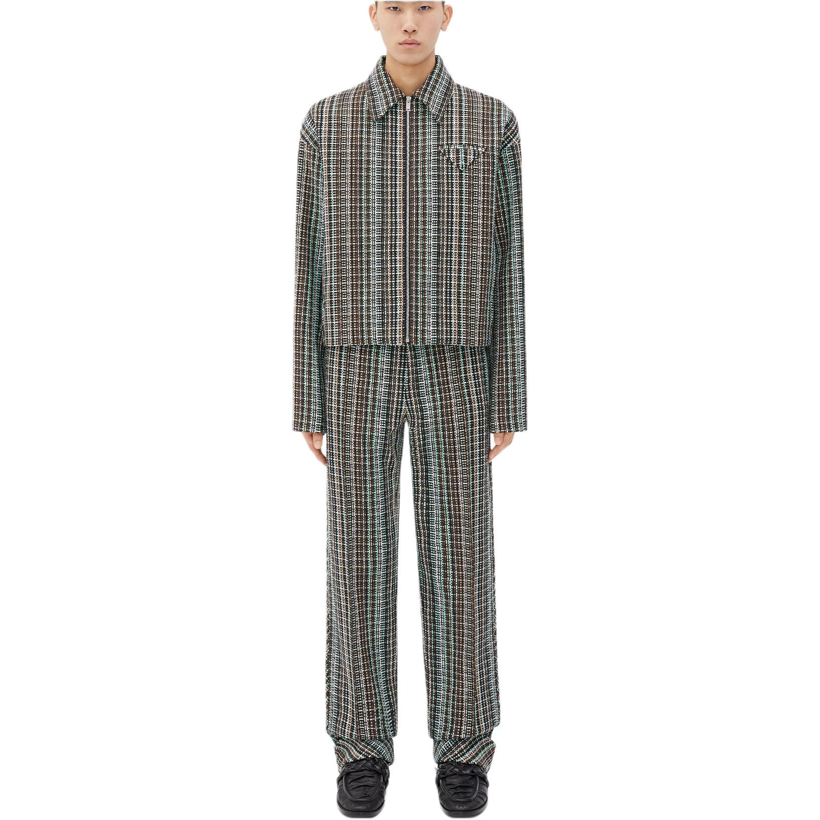 Lookbook Bottega Veneta SS24 格紋拉鍊領寬鬆外套 男裝 多色 646907V3G701191