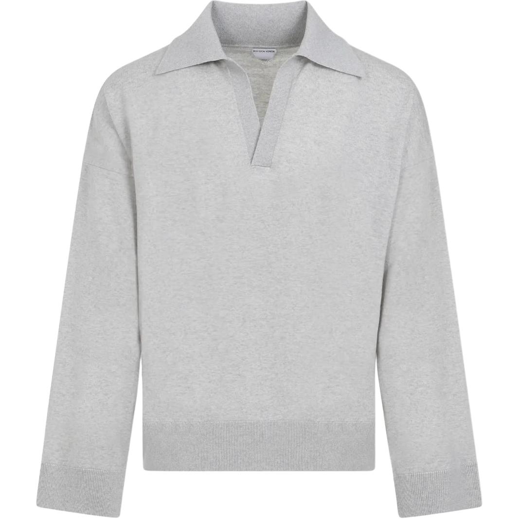 Bottega Veneta SS24 Grey Loose Fit Polo Shirt with Embroidered Logo 752126V37J08531