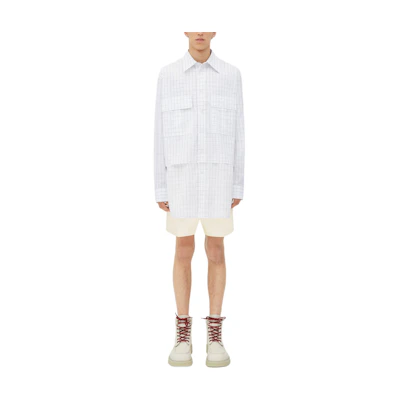 Bottega Veneta SS24 Relaxed Cotton Twill High-Waist Shorts Off-White 768905V2T109317