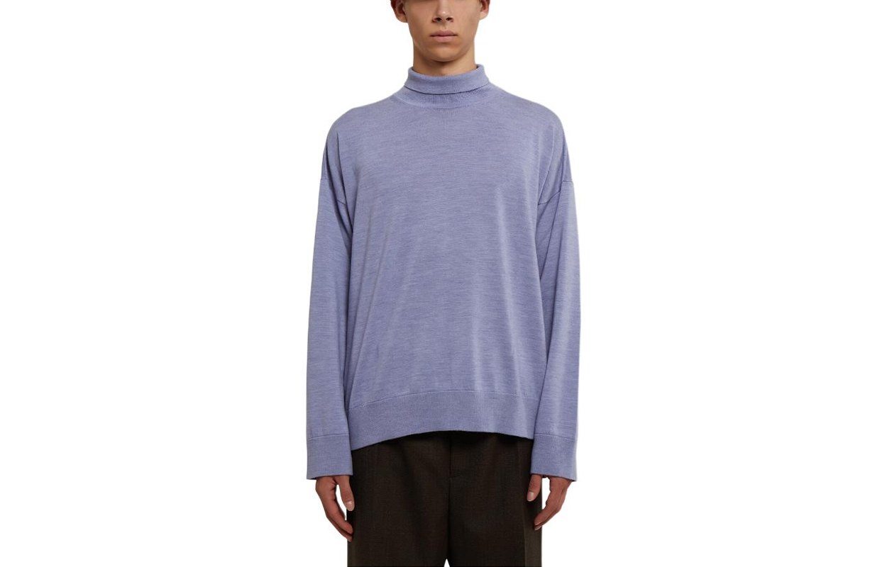 Bottega Veneta SS24 Solid High-Neck Sweater in Purple-Blue 753740V37J05122
