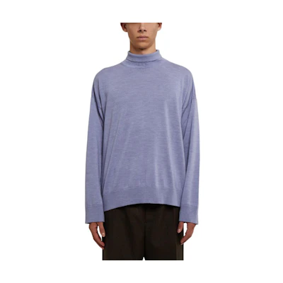 Bottega Veneta SS24 Solid High-Neck Sweater in Purple-Blue 753740V37J05122