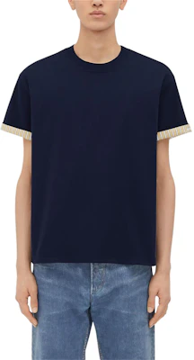 ボッテガヴェネタ SS24 ソリッドネイビーブルー ダブルレイヤー メンズTシャツ 754683V4HQ04133 Buy ボッテガヴェネタ SS24 ソリッドネイビーブルー ダブルレイヤー メンズTシャツ 754683V4HQ04133