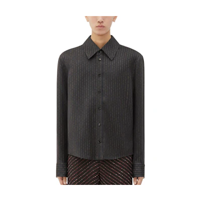 Bottega Veneta SS24 Striped Print Long Sleeve Shirt Chocolate Brown Men. 785778V3ZP02168