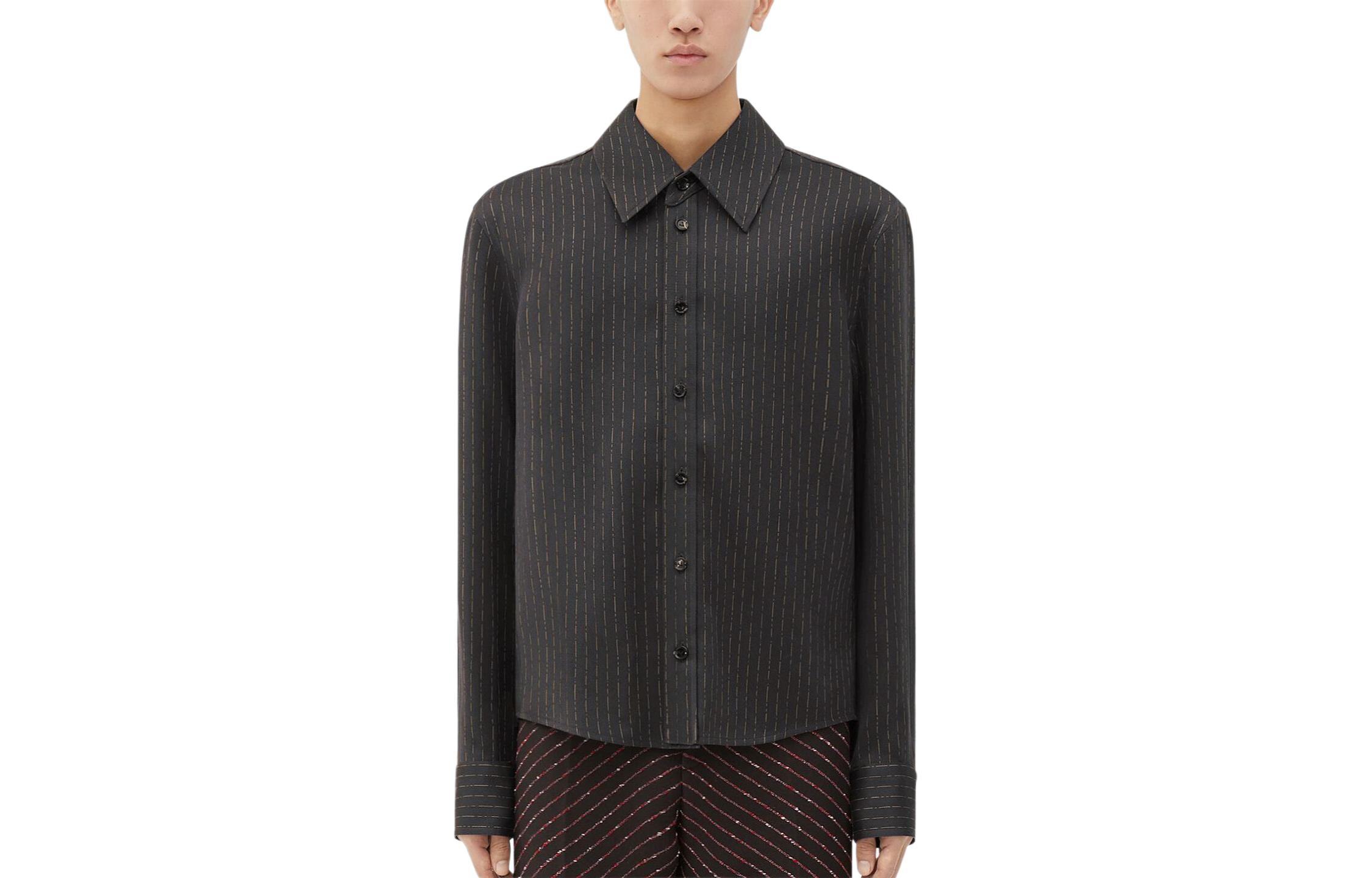 Order Bottega Veneta 男裝巧克力棕色條紋長袖襯衫 SS24 系列 785778V3ZP02168