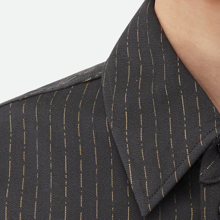 Sizing Bottega Veneta 男裝巧克力棕色條紋長袖襯衫 SS24 系列 785778V3ZP02168