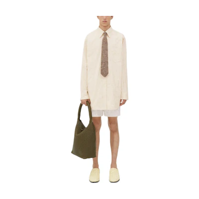 Bottega Veneta Textured Crisscross Long Sleeve Shirt in Off-White 772471V3PM04097
