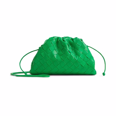 Bottega Veneta The Mini Pouch Intreccio Weave Parakeet