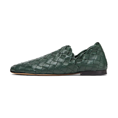 Bottega Veneta The Slipper 'Dark Green Woven Leather'