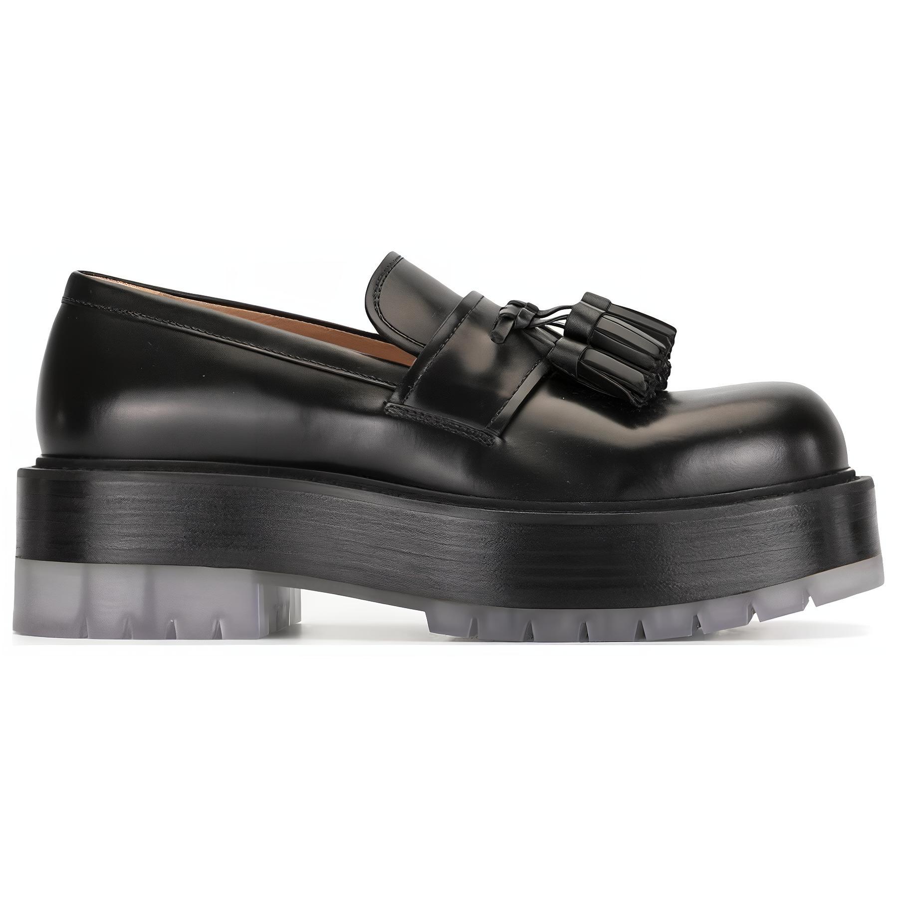 Order Bottega Veneta Mocasín Plataforma de Cuero con Flecos 'Negro'. 632509VBS301000