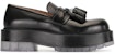 Bottega Veneta The Stilt Kasut Loafer Platform Kulit Berumbai 'Hitam' 632509VBS301000