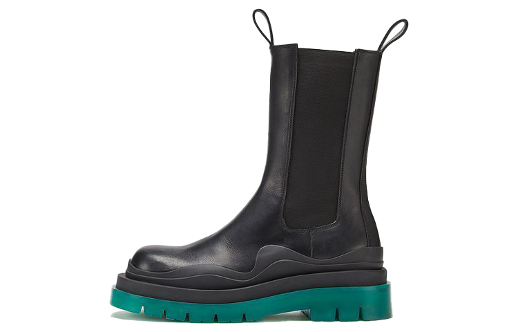 Bottega Veneta Tire Chelsea Boots 'Black Green'