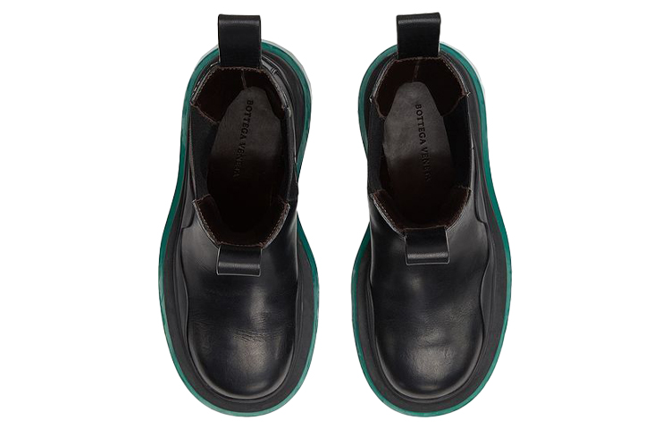 Bottega Veneta Tire Chelsea Boots 'Black Green' 圖 3