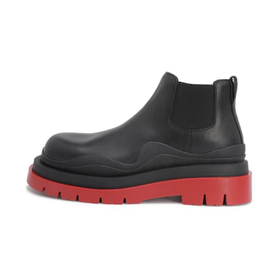 Bottega Veneta Tire Cropped Boot 'Black Red'