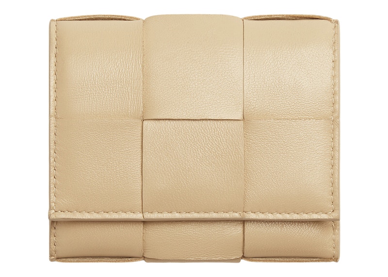 Bottega Veneta Tri-Fold Zip Wallet Intreccio Porridge