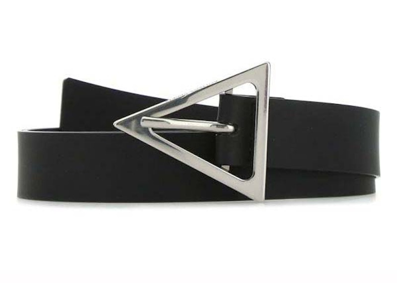 Buy Bottega Veneta Triangle Logo Buckle Rubber Belt Black  display picture 3