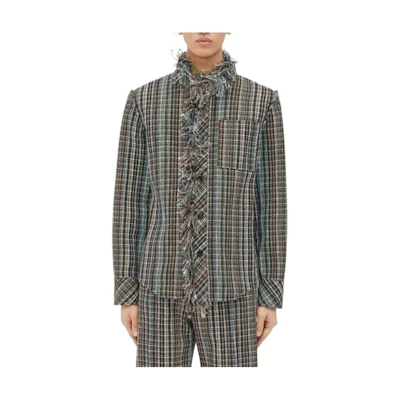 Bottega Veneta Two-Tone Tassel Cotton High-Collar Jacket Black () 788994V3G701191