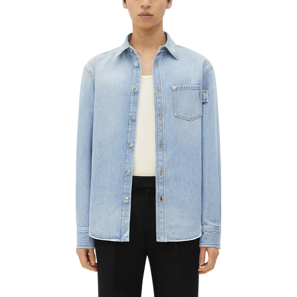 Bottega Veneta Washed Denim Button-Up Shirt Light Blue SS23 754703V2ZC04946