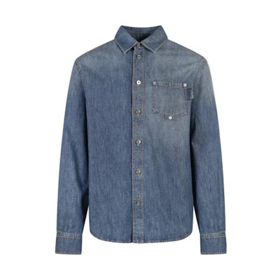 Bottega Veneta Washed Single-Breasted Denim Shirt Blue Men SS23 725744V2JL04715