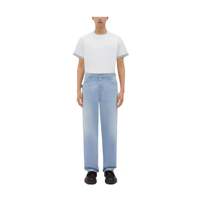Bottega Veneta Washed Wide-Leg Jeans Light Blue 740397V2ZC04946