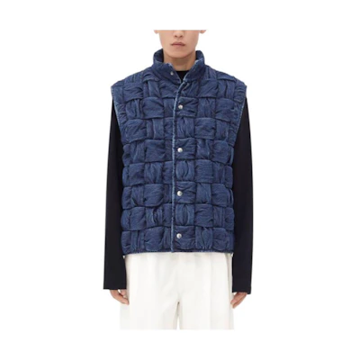 Bottega Veneta Washed Woven Vest Blue FW23 778442V3P904245