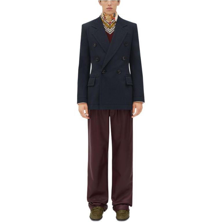 Bottega Veneta Wool Twill Double-Breasted Jacket Blue Tailored Blazer 780545V3PG04077