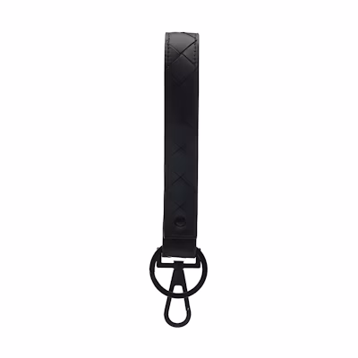 Bottega Veneta Woven Design Keychain Black Logo Keyring for Men. 607492V3US2