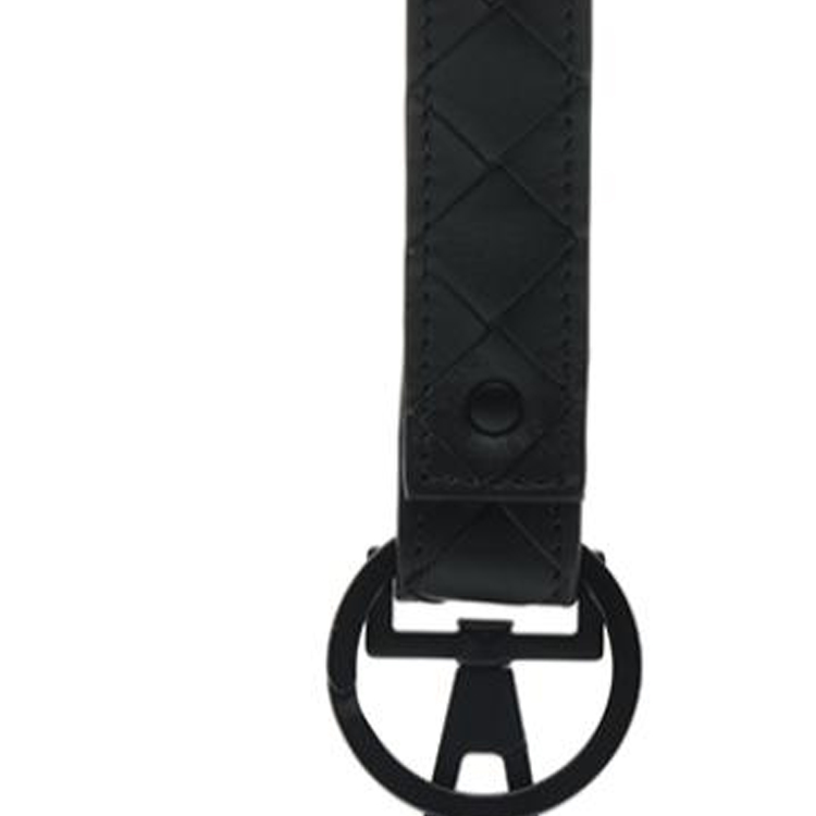 Shop Bottega Veneta 男士黑色編織設計鑰匙圈掛飾。 607492V3US2