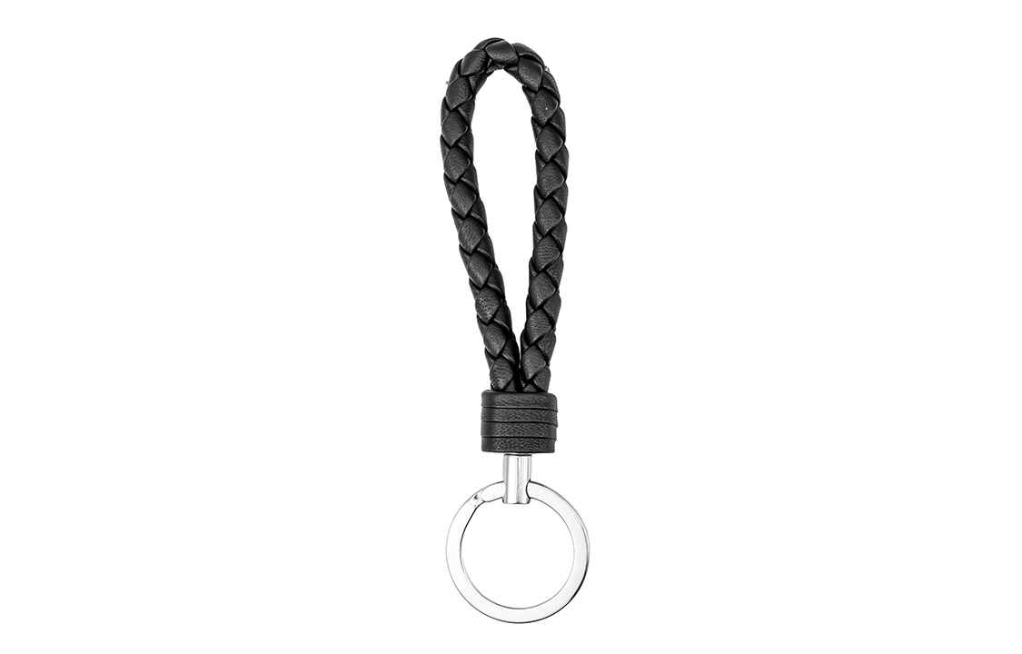 Purchase Bottega Veneta Woven Lambskin Leather Keychain Unisex Couples - Black. 608783-VO0BG-8803