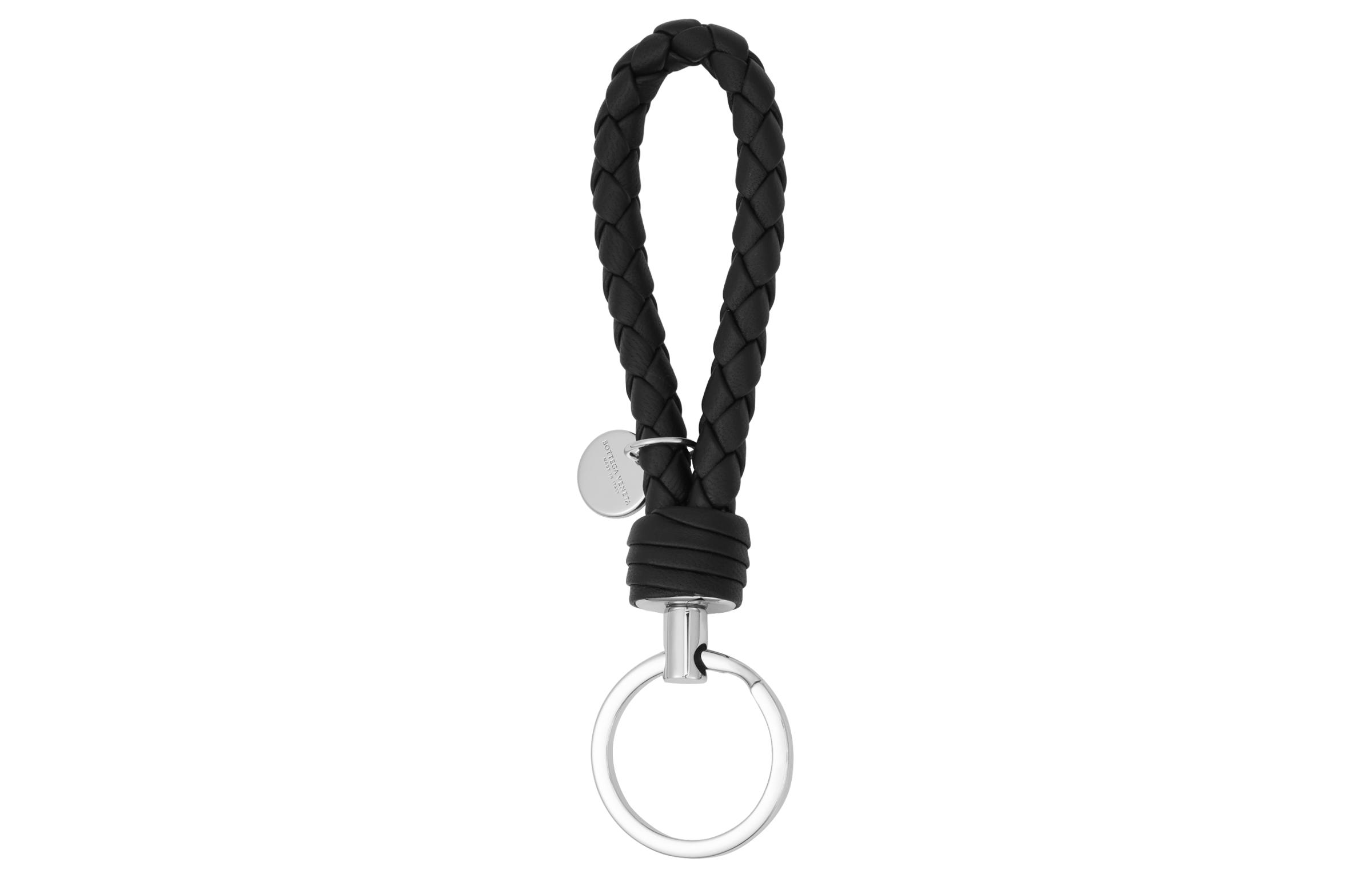 Order Bottega Veneta Woven Sheepskin Unisex Keychain Black 113539 -V001D-1000