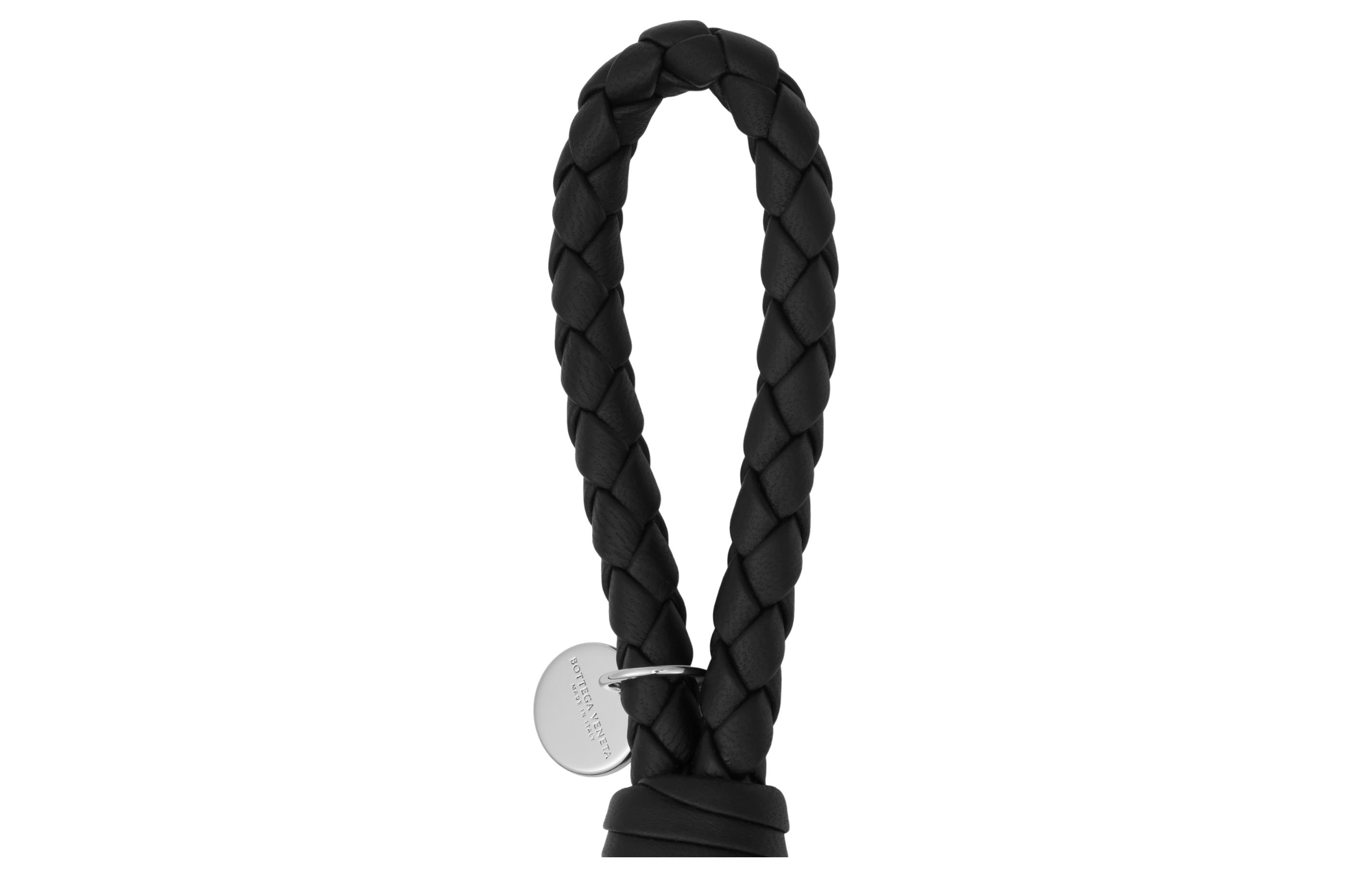 Shop Bottega Veneta Woven Sheepskin Unisex Keychain Black 113539 -V001D-1000