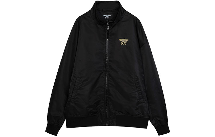 BOY London Black Jacket with Gold Eagle Logo Print - Unisex Loose Fit B213NA303002