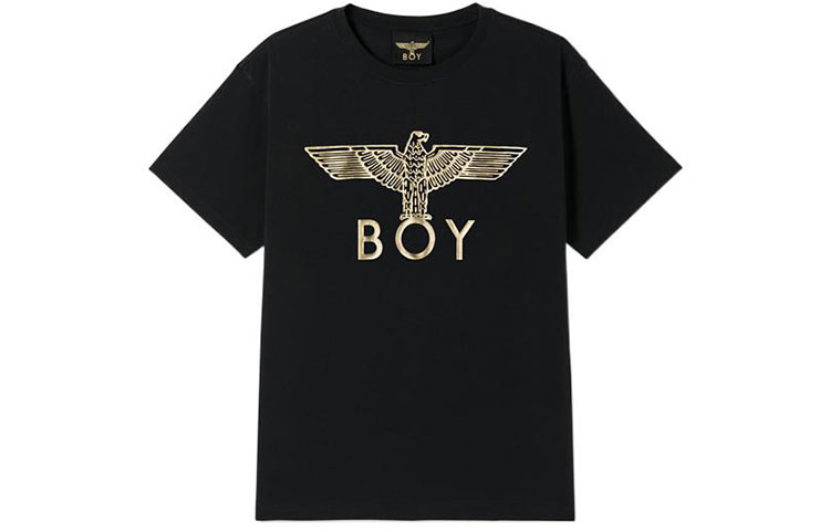 BOY London Dark Compass Print Silver Gold Wing Embroidered T-Shirt B221N0103902