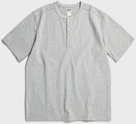 BRONSON 10.6 oz Cotton Grey Short Sleeve Henley Tee B-TOP-0028-GREY Order BRONSON 10.6 oz Cotton Grey Short Sleeve Henley Tee B-TOP-0028-GREY