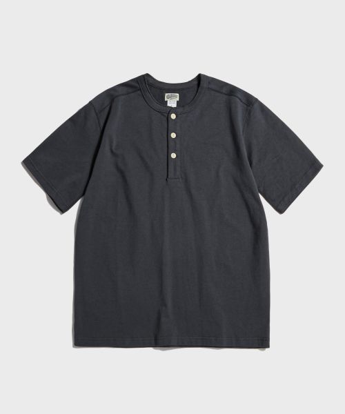 Order BRONSON 10.6 oz Cotton Short Sleeve Henley T-Shirt in Dark Grey B-TOP-0028-DARK GREY