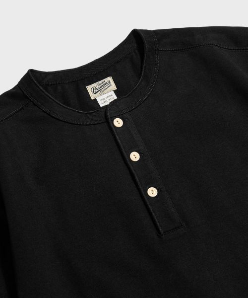 Purchase BRONSON 10.6oz Black Cotton Short Sleeve Henley T-Shirt B-TOP-0028-BLACK