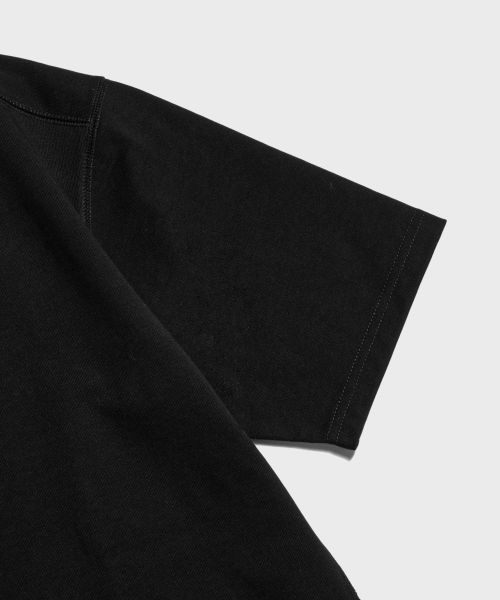Sizing BRONSON 10.6oz Black Cotton Short Sleeve Henley T-Shirt B-TOP-0028-BLACK