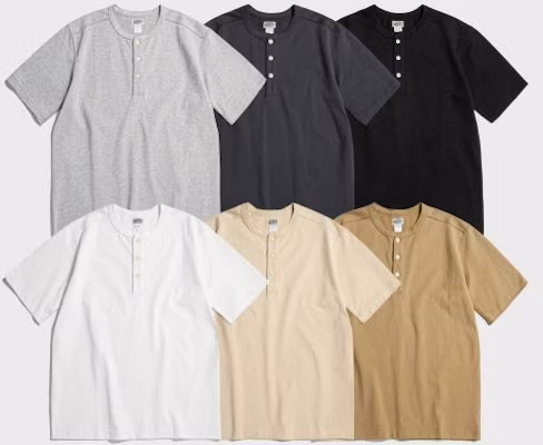 BRONSON 10.6oz Cotton White Short Sleeve Henley Tee B-TOP-0028-WHITE Shop BRONSON 10.6oz Cotton White Short Sleeve Henley Tee B-TOP-0028-WHITE