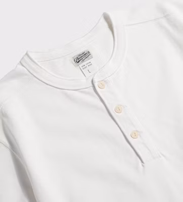 BRONSON 10.6oz Cotton White Short Sleeve Henley Tee B-TOP-0028-WHITE Purchase BRONSON 10.6oz Cotton White Short Sleeve Henley Tee B-TOP-0028-WHITE