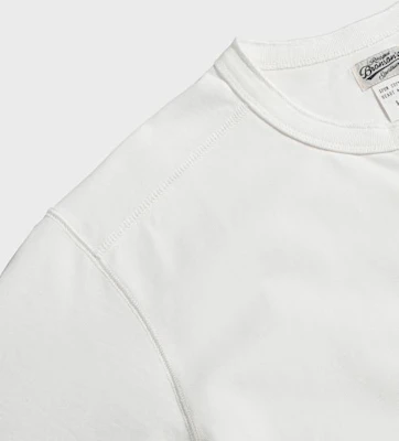 BRONSON 10.6oz Cotton White Short Sleeve Henley Tee B-TOP-0028-WHITE Details for BRONSON 10.6oz Cotton White Short Sleeve Henley Tee B-TOP-0028-WHITE