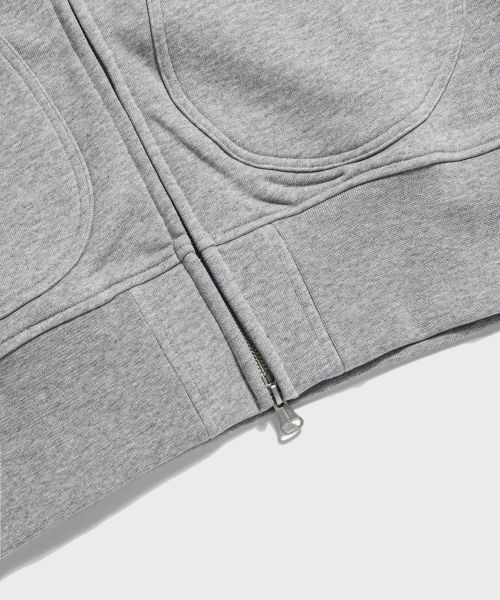 Details for Bronson 17.5oz Terry Cloth 2-Way Zip-Up Hoodie Korea Edition - Grey N-OUTER-0003-GREY
