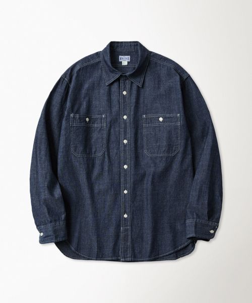 Bronson Blue Chambray Work Shirt Dark Indigo (KR Version) BK-TOP-0003-DARK INDIGO