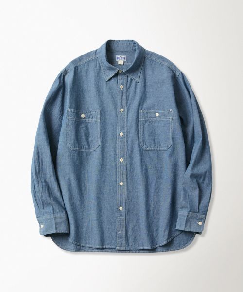 Bronson Blue Chambray Work Shirt Light Indigo Korea Edition BK-TOP-0003-LIGHT INDIGO
